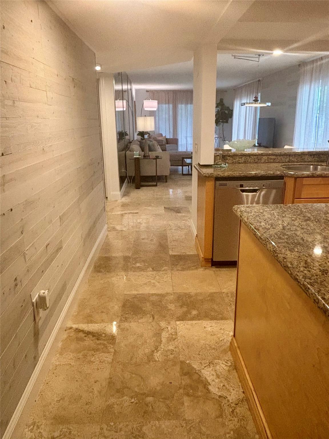 Entry with Shiplap WallMarble floors