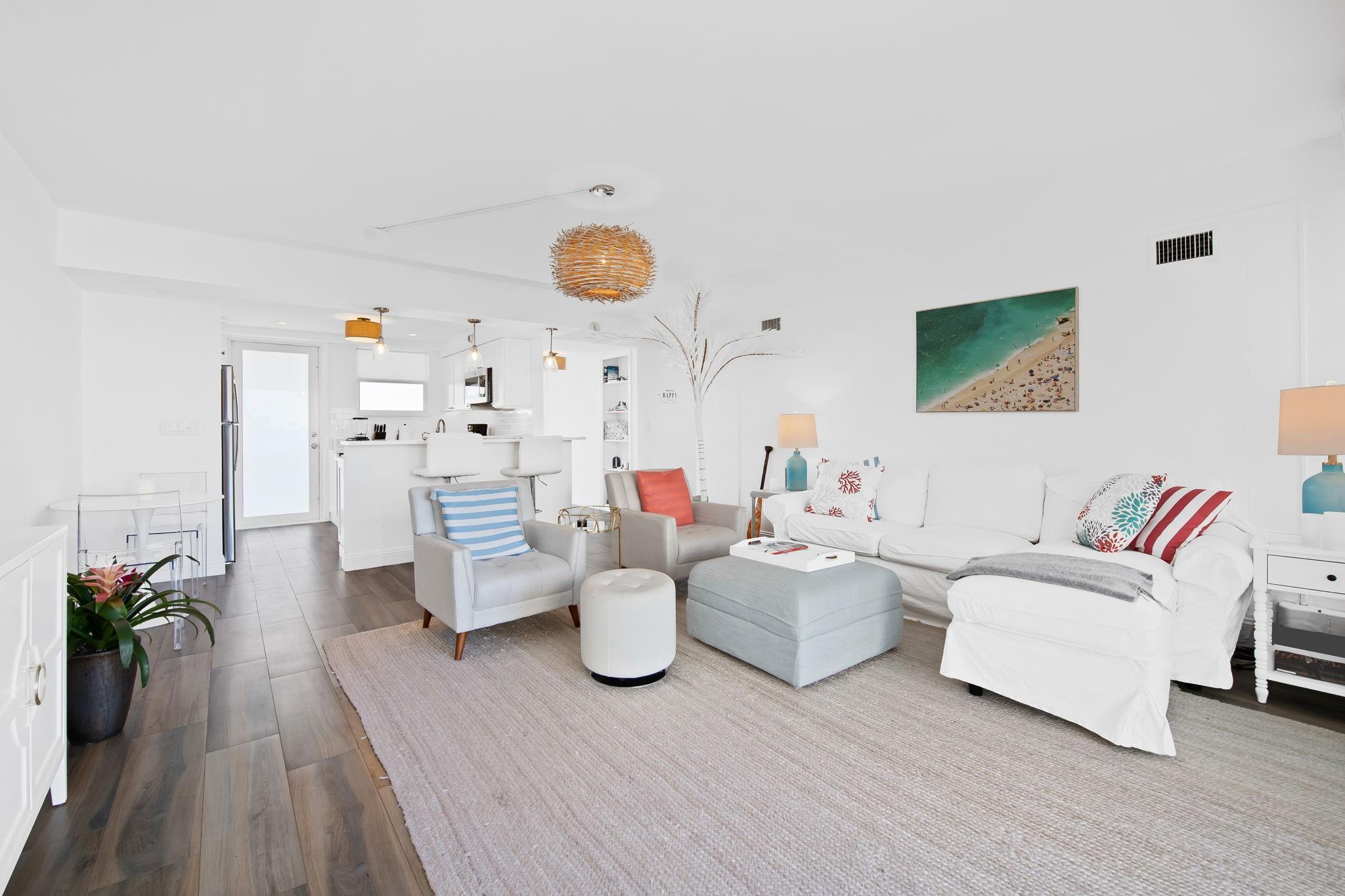 looking from living room to kitchen