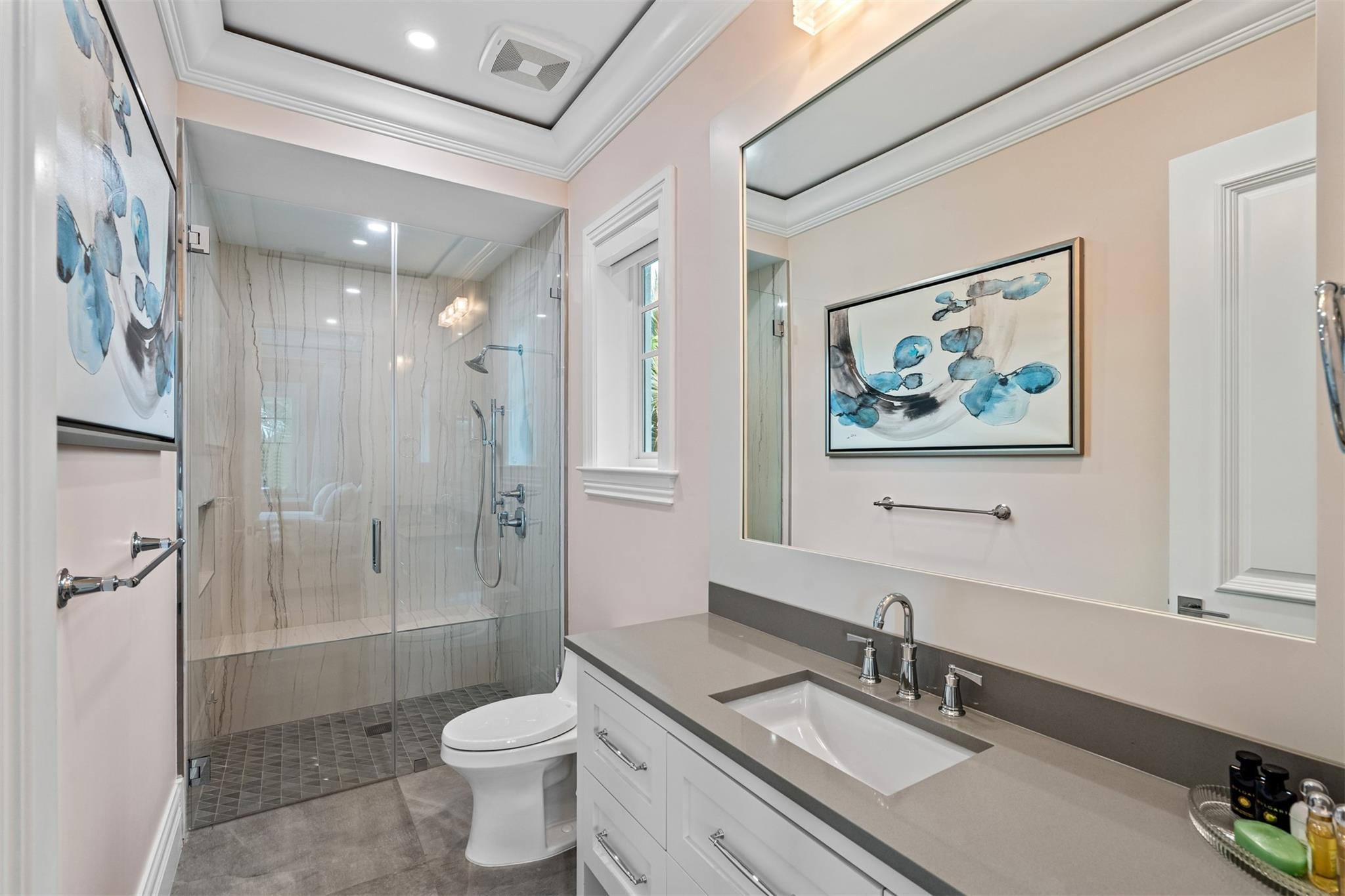 One of many spacious guest bathrooms.