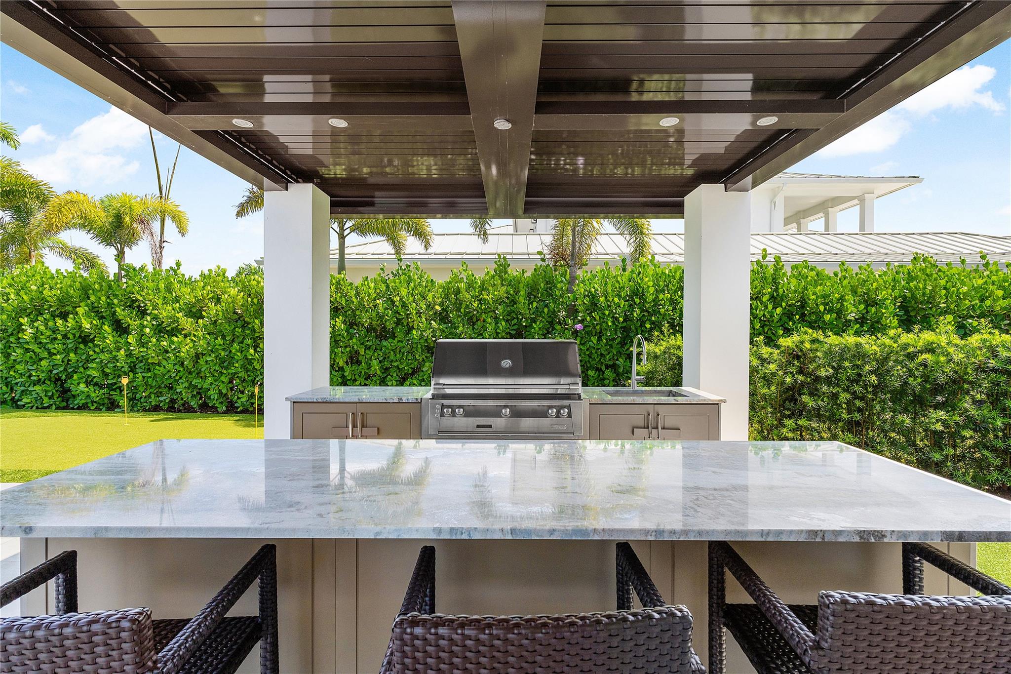 Louvered roof to keep rain away
