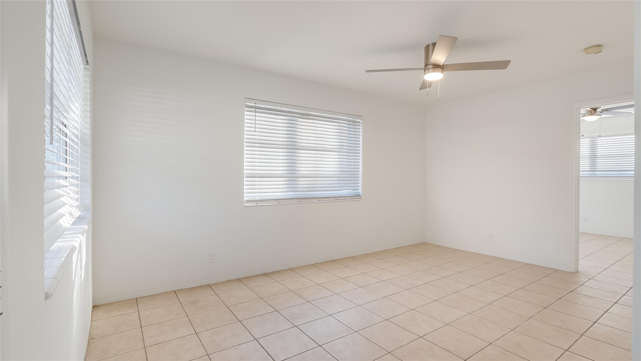 Lots of space and lots of light. Fresh new paint.