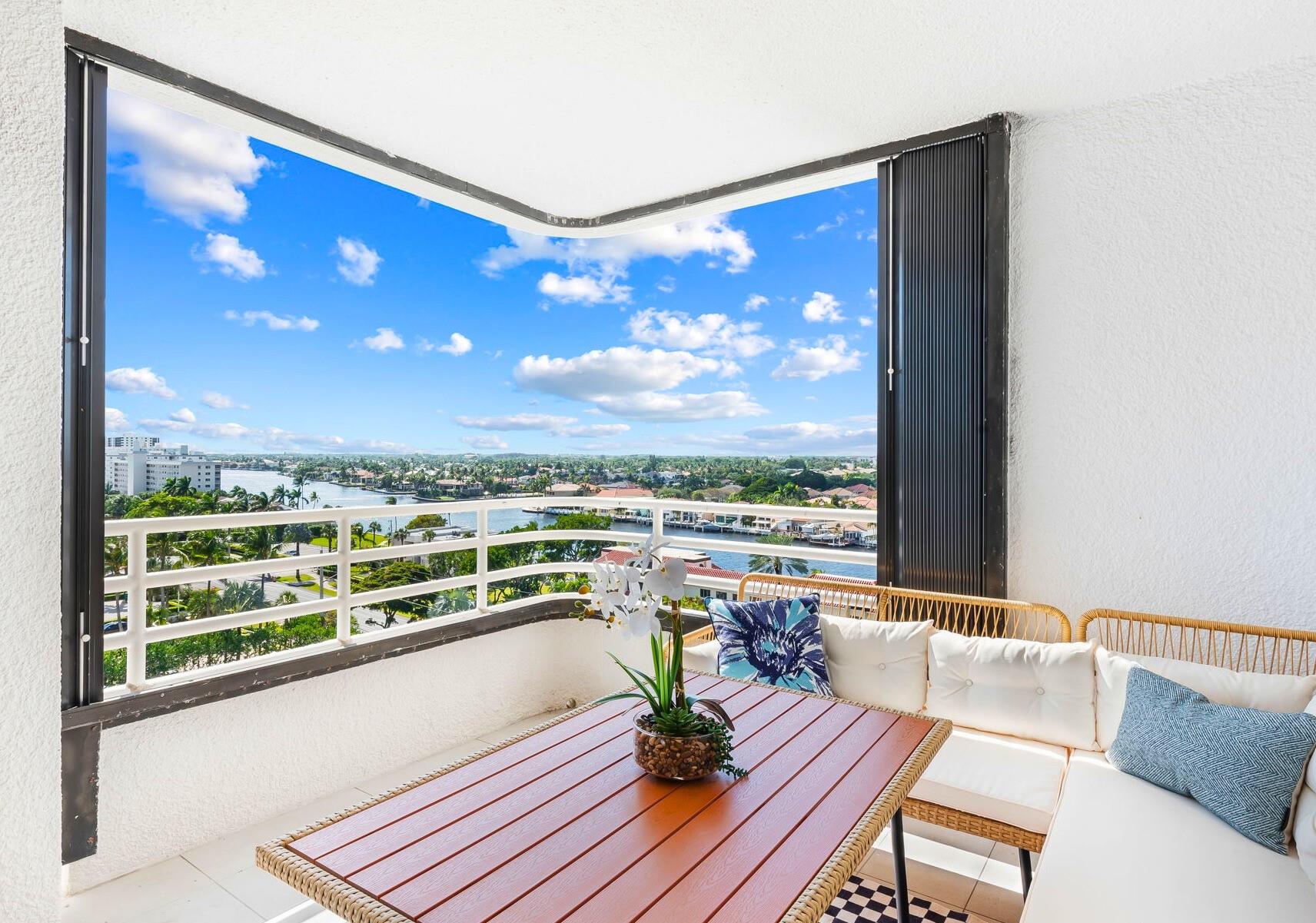 Photo for 2901 S Ocean Boulevard, 803, Highland Beach, FL 33487 - listing #FX-10534817 long intracoastal views from large covered balcony