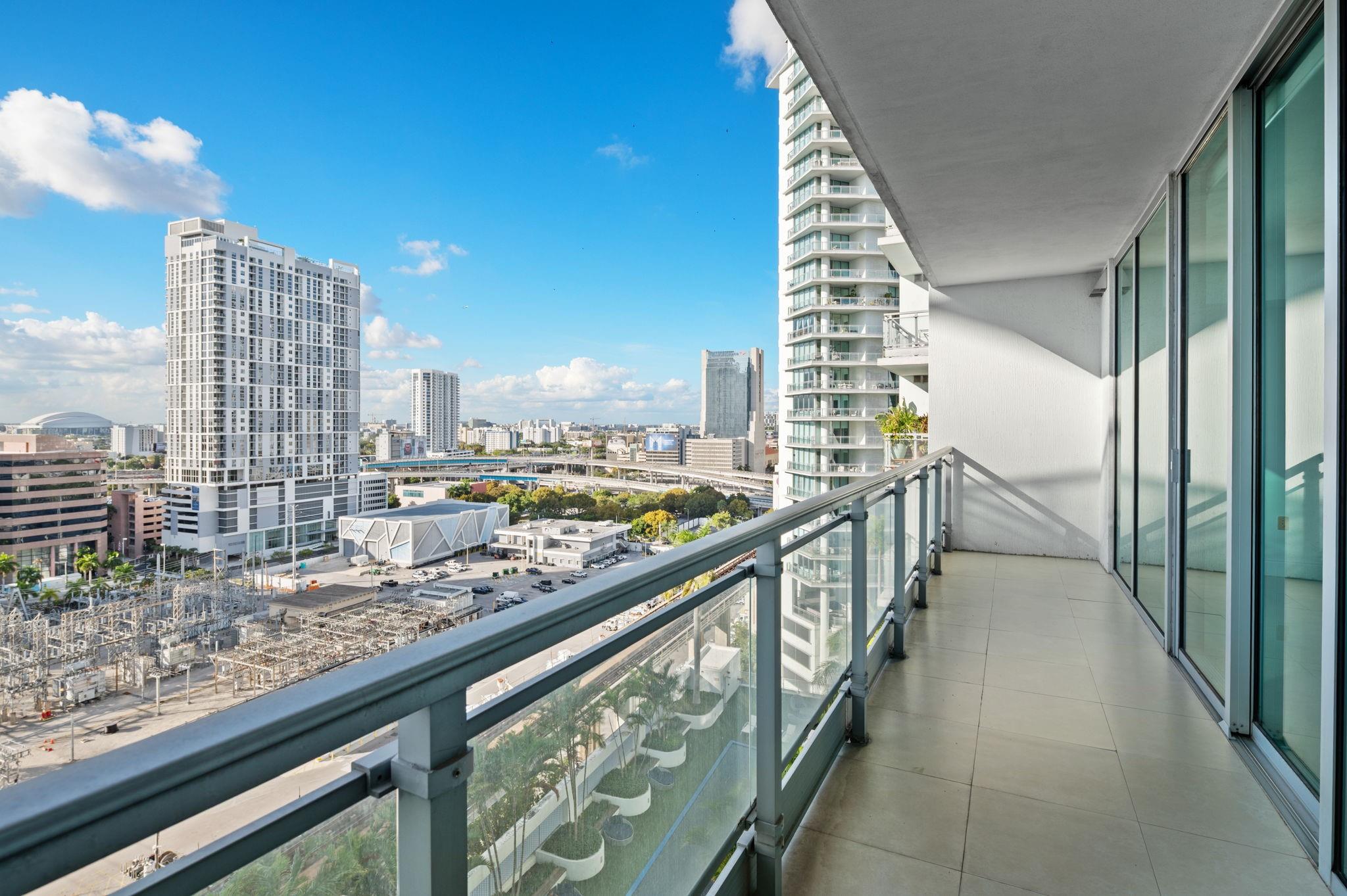 CITY VIEWS OF THE HEART OF THE ACTION OF MIAMI FROM THE BALCONY OF APT. 1807