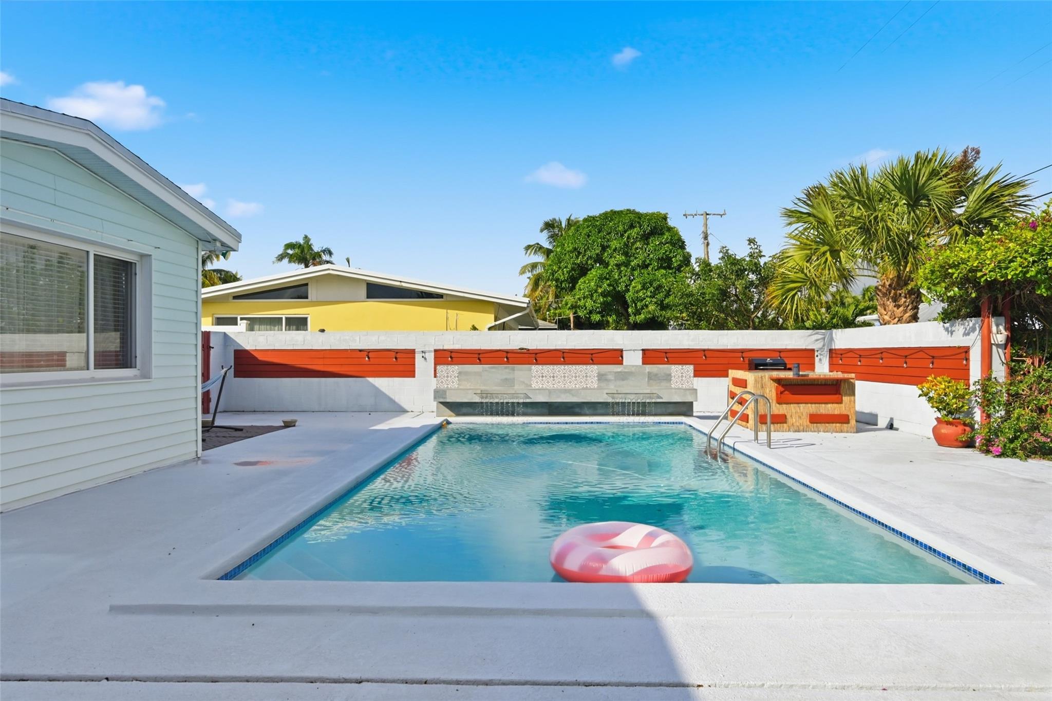 WOW!!!! Private pool and, the pool even has a waterfall in it. This home is great for relaxing.