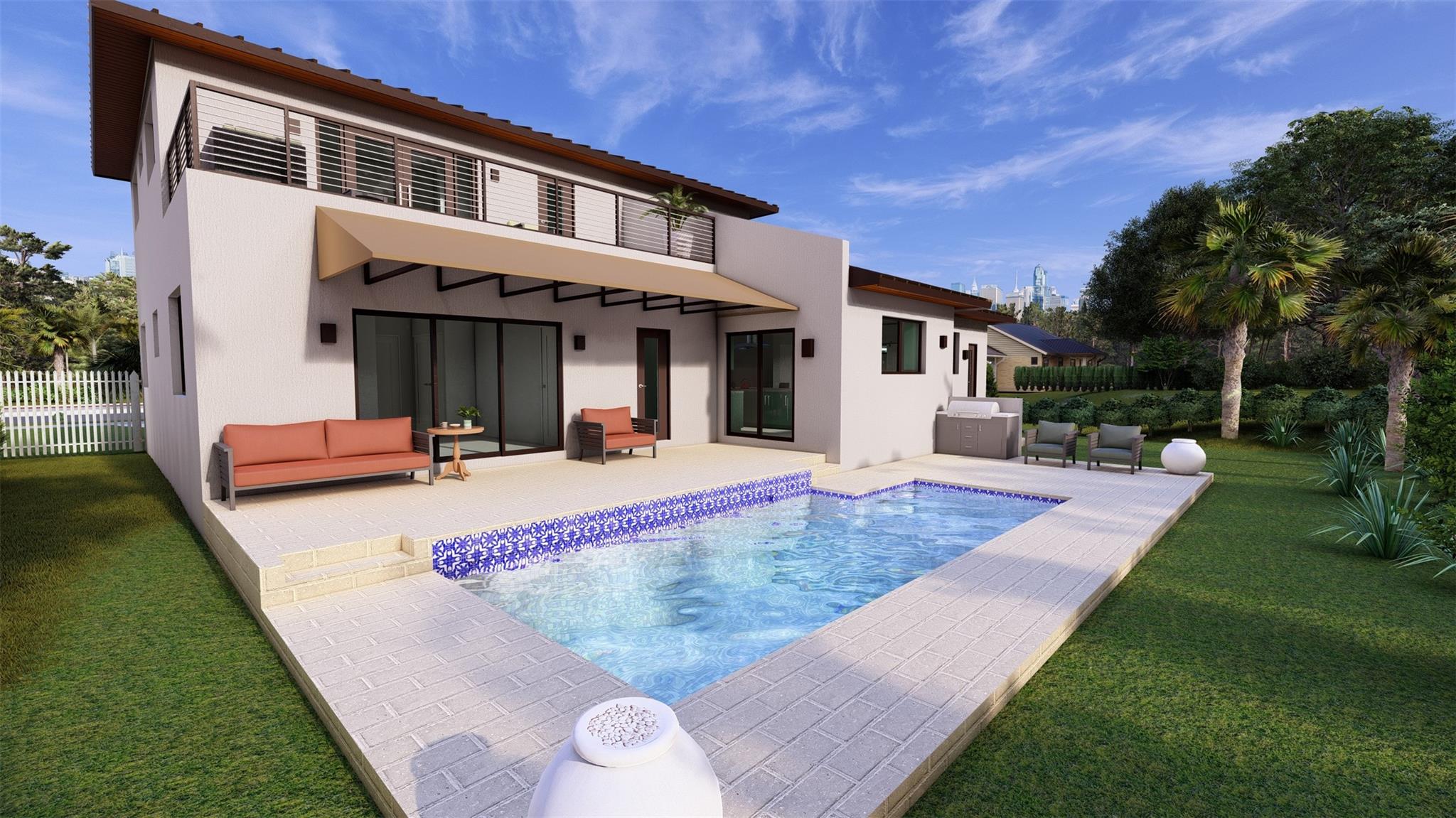 Renderings may include digital enhancements and/or virtual staging for illustrative purposes