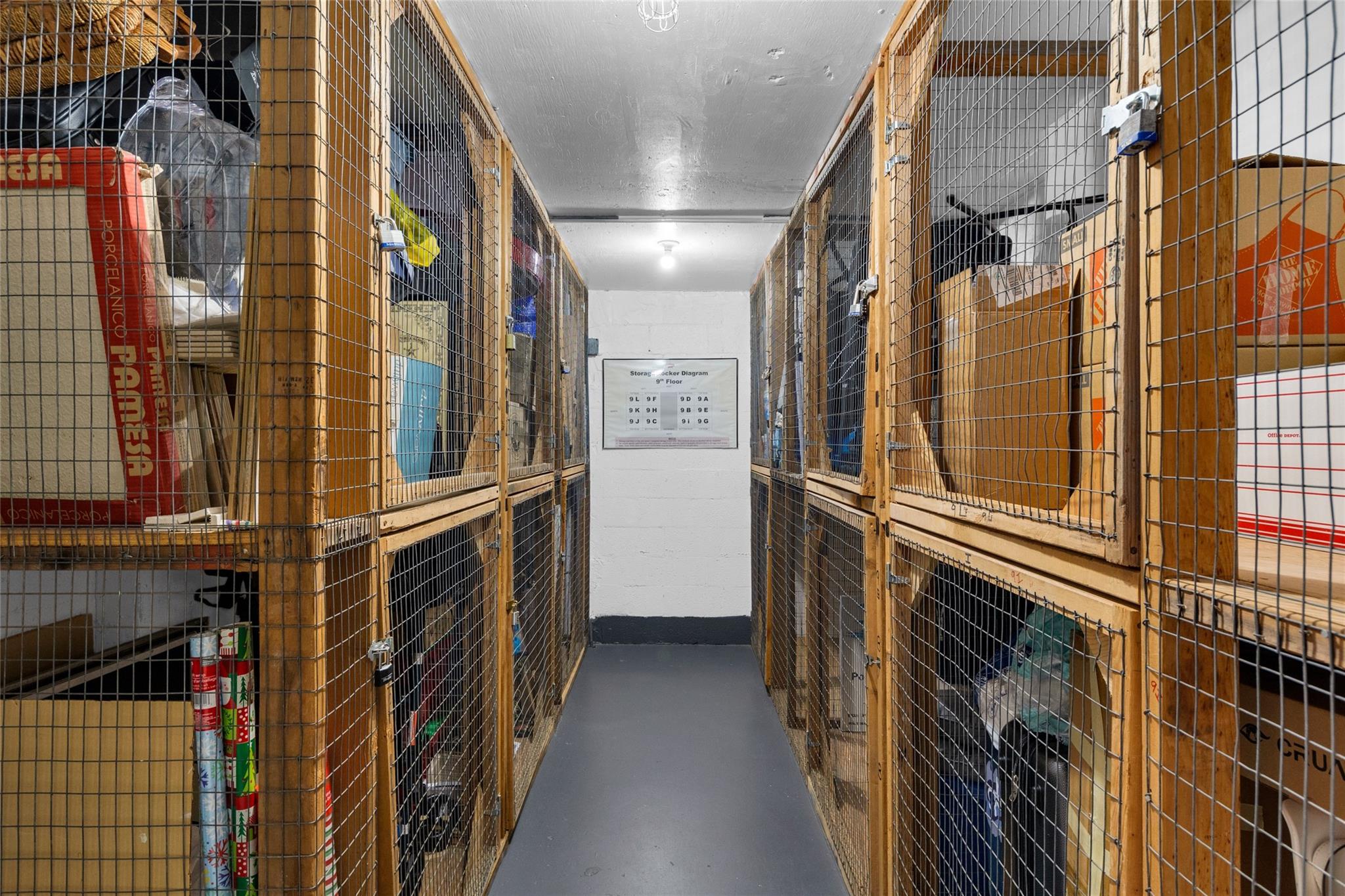 Air-conditioned storage bin is located next to unit