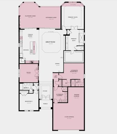 Additional Highlights Include: Gourmet kitchen, study in place of flex, bay window at primary suite, covered extended lanai, tray ceilings at primary suite and great room, 8' interior doors, and tandem garage.