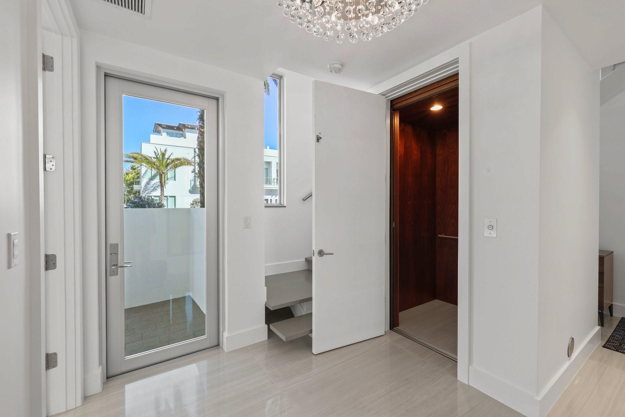 Private elevator takes you from entrance to rooftop