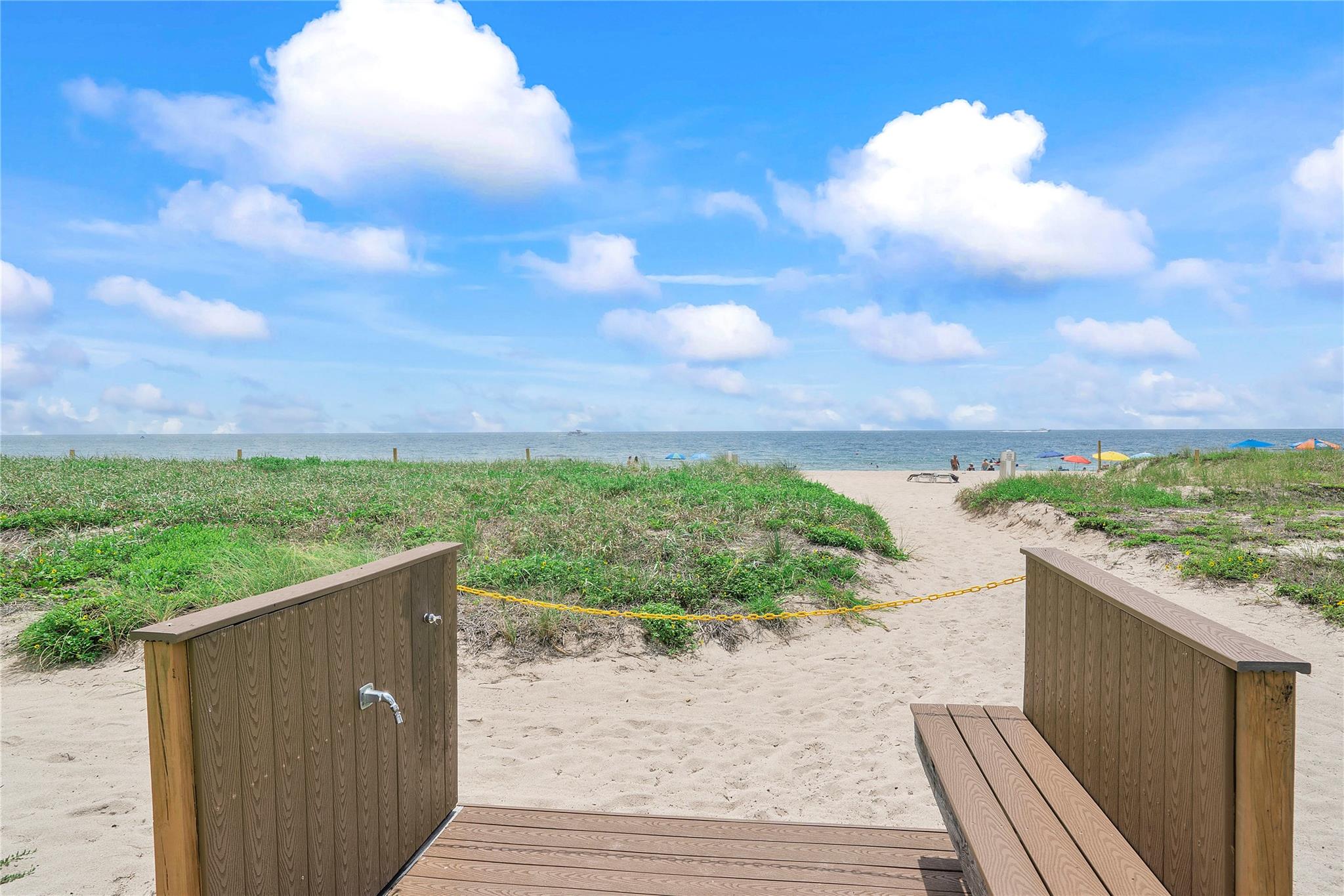 Wash your feet after your beach walk on our little sand bar steps, Serenity lives here, Its so quiet and pretty,