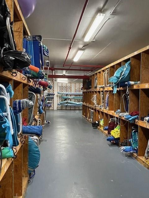 A designated area in the upper garage for storage of beach chairs, etc.