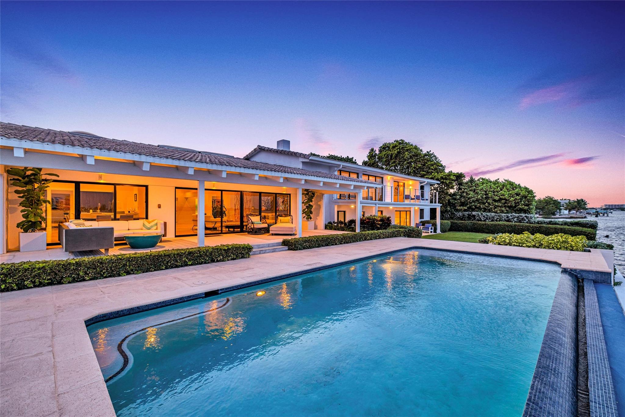 Beautiful outdoor living areas overlooking Biscayne Bay