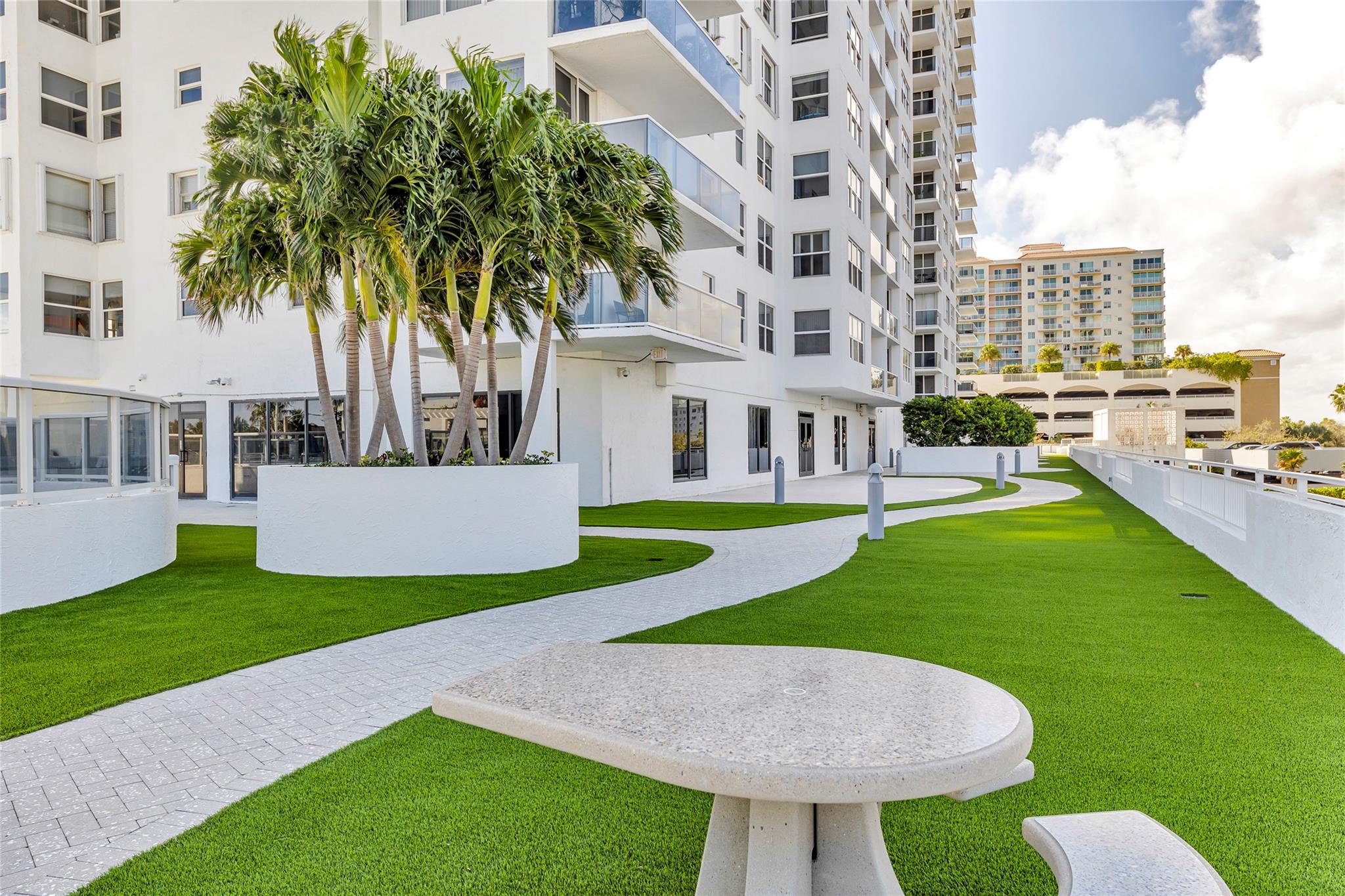 Beautiful lanscaping around the building.