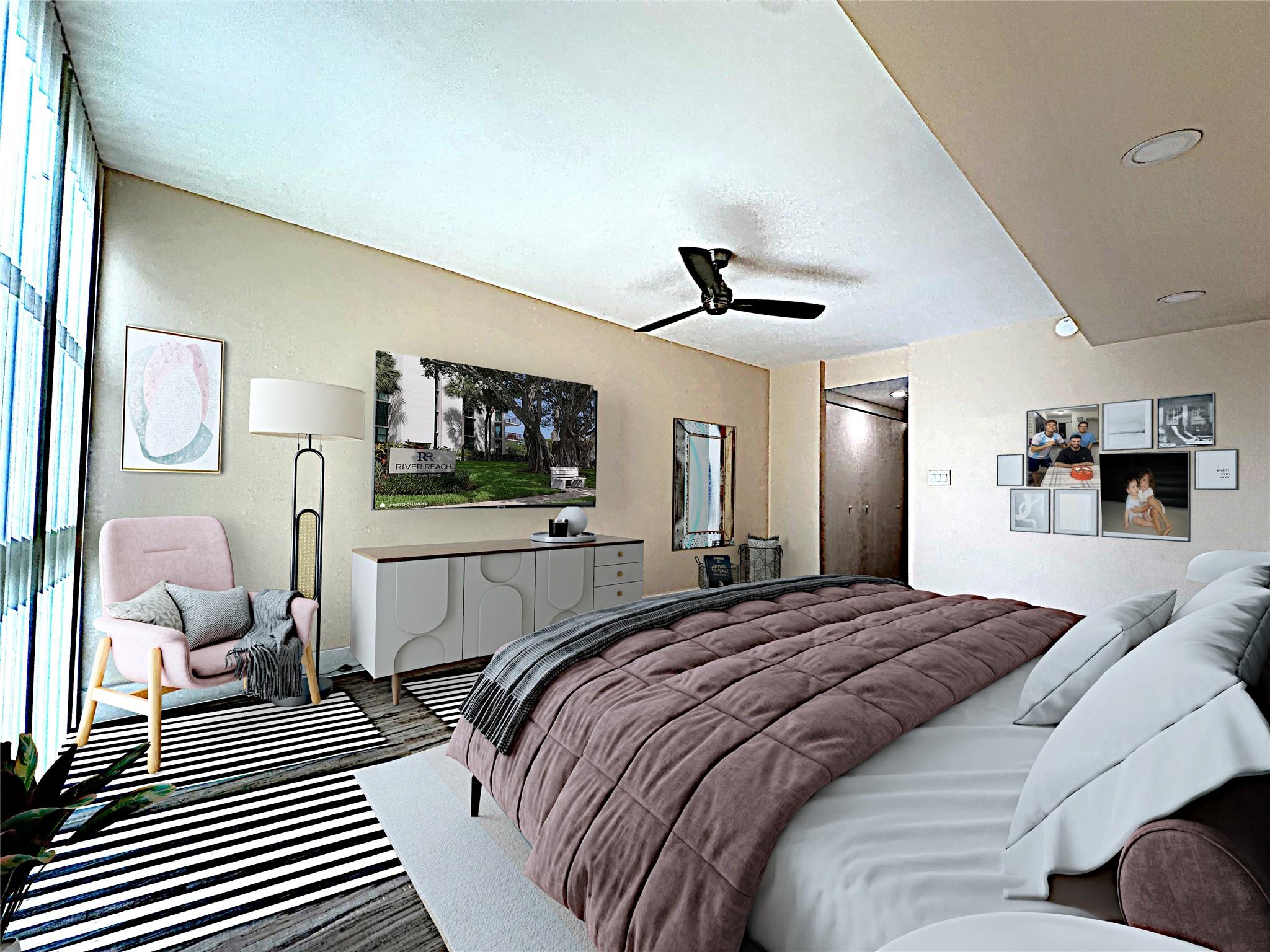Photo for 1301 River Reach Drive, 217, Fort Lauderdale, FL 33315 - Listing #FX-10507990 Main Bedroom - Virtually Staged Furniture