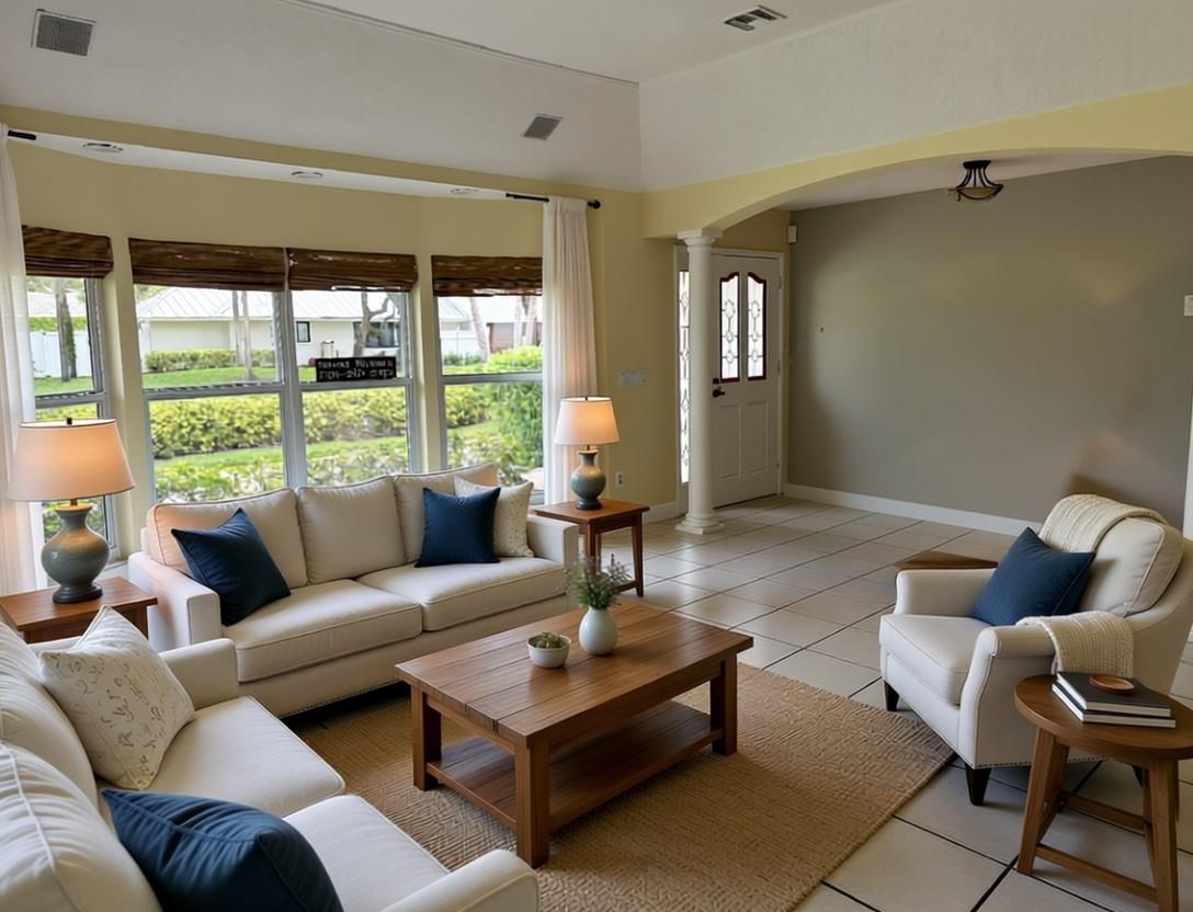 Staged The Door Entrance in background of picture