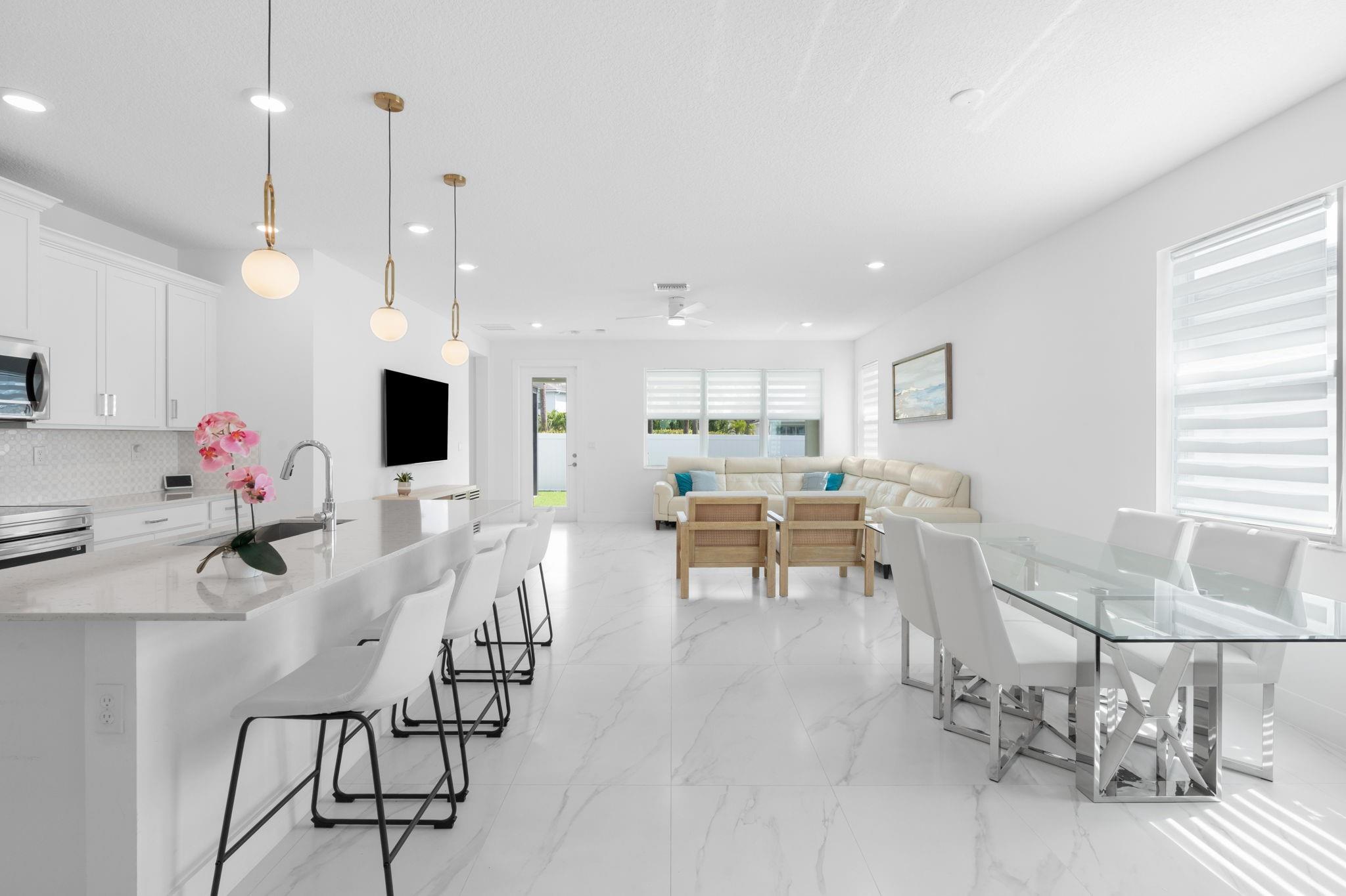 Expansive Open Concept with Porcelain Tile throughout the First Floor