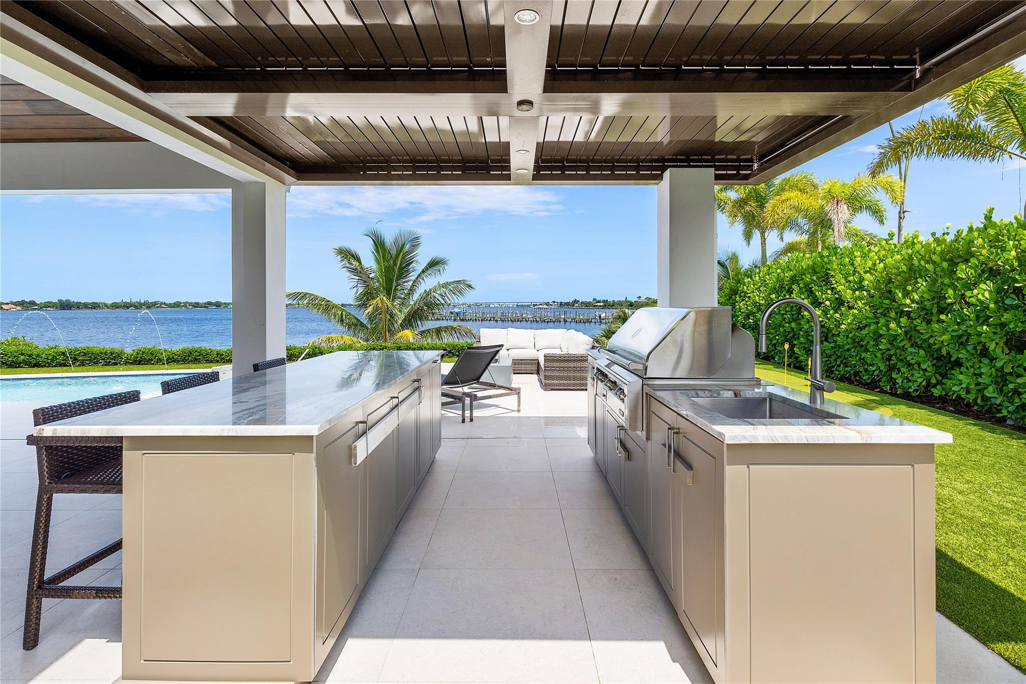 Louvered roof to keep rain away