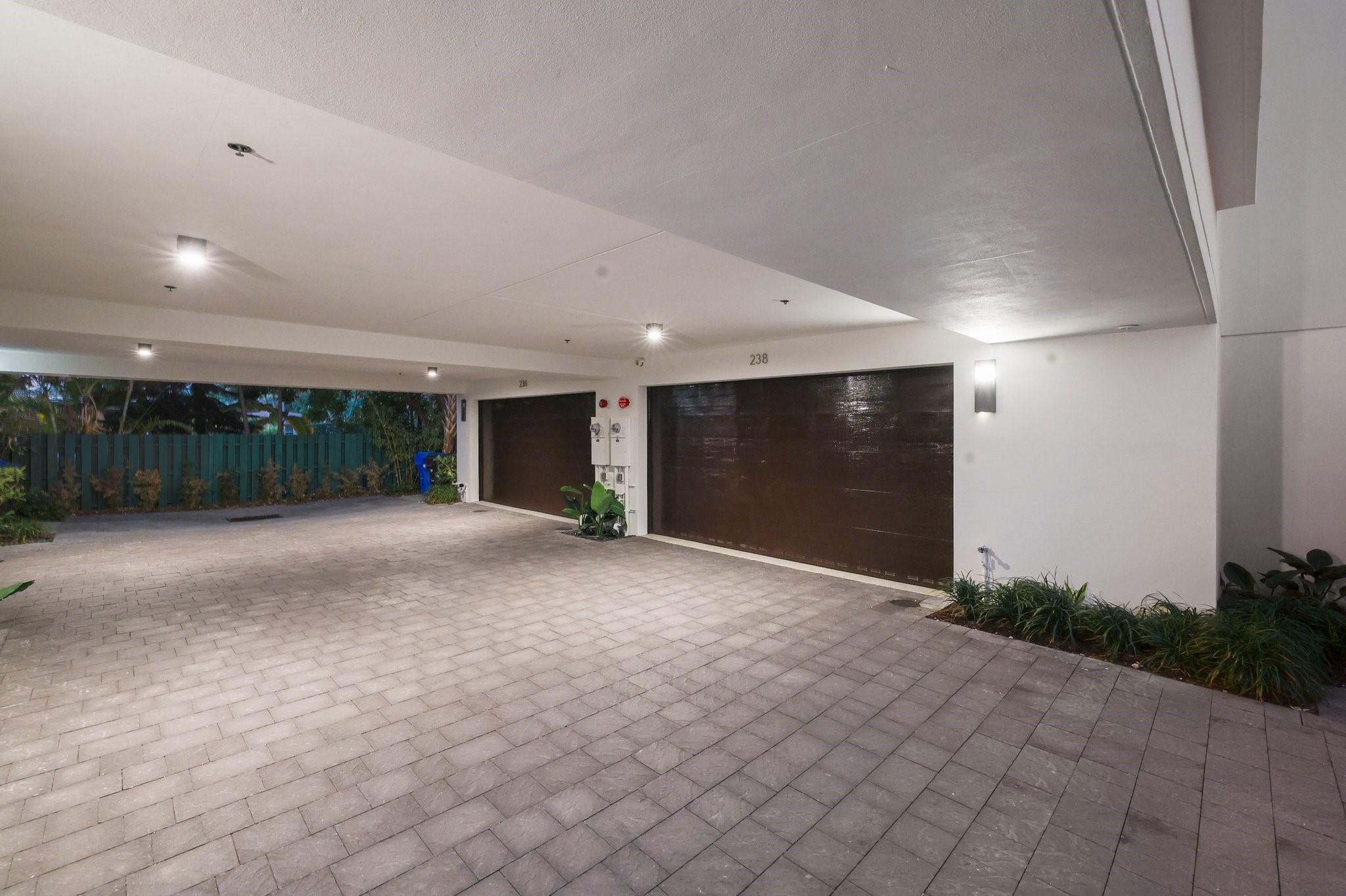 Private covered spacious 2 car garage area