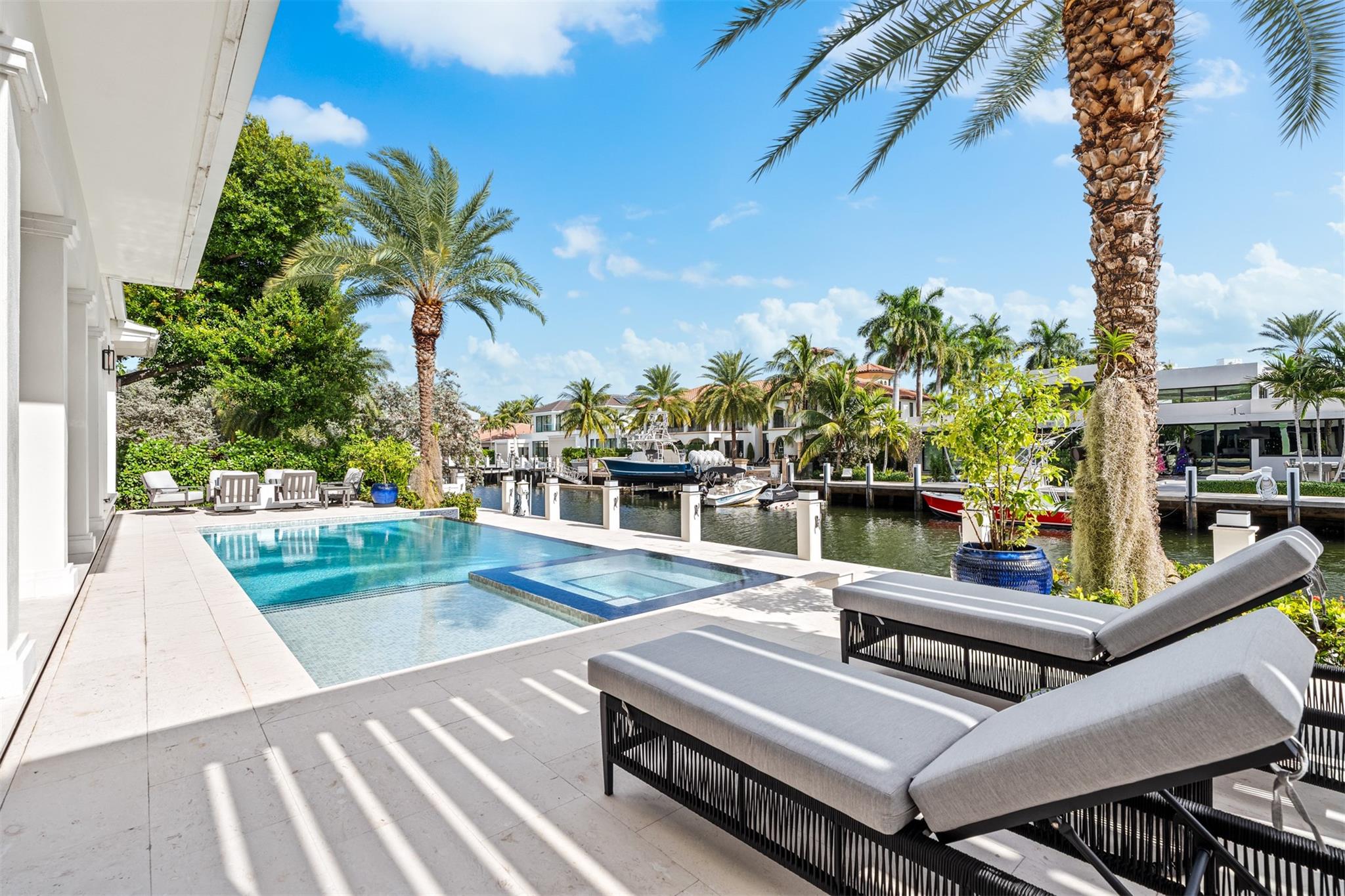 Enjoy waterfront views from your saltwater pool.