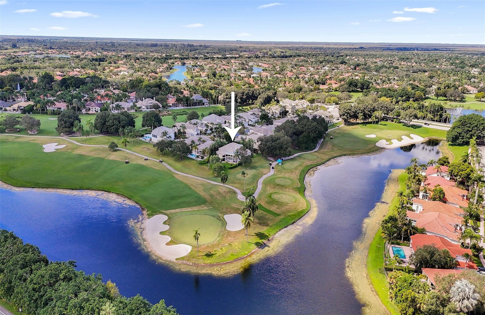 Photo for 2760 Pinehurst, Weston, FL 33332 - listing #FX-10530772 Situated on one of the most premier lots in Weston Hills, with panoramic wrap-around golf and lake!