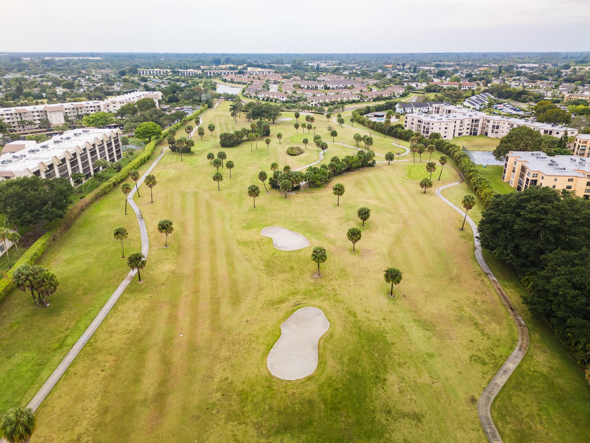 Facing west, unit on the left, 2nd floor view of course