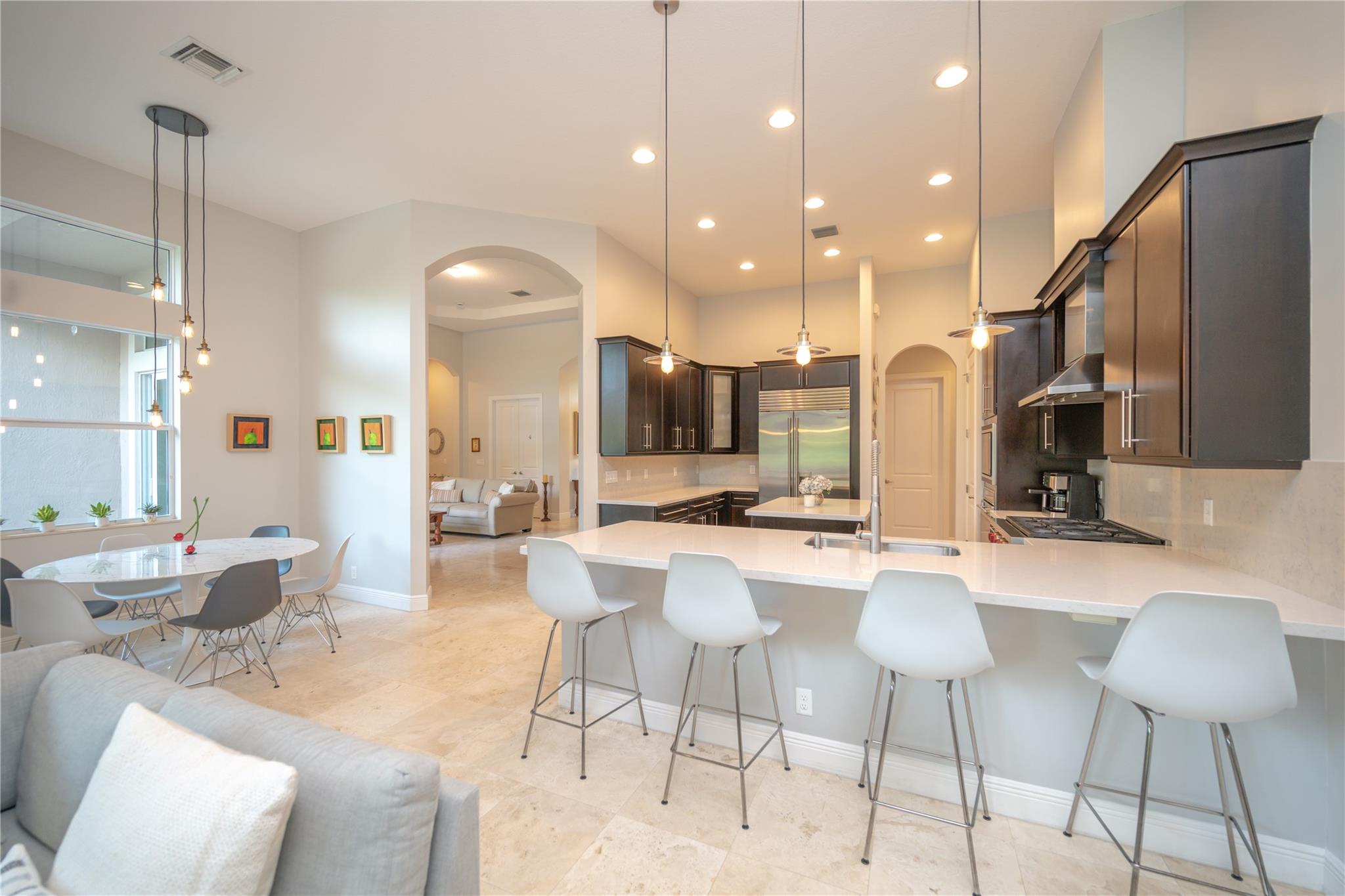 View from Family room to kitchen and breakfast nook