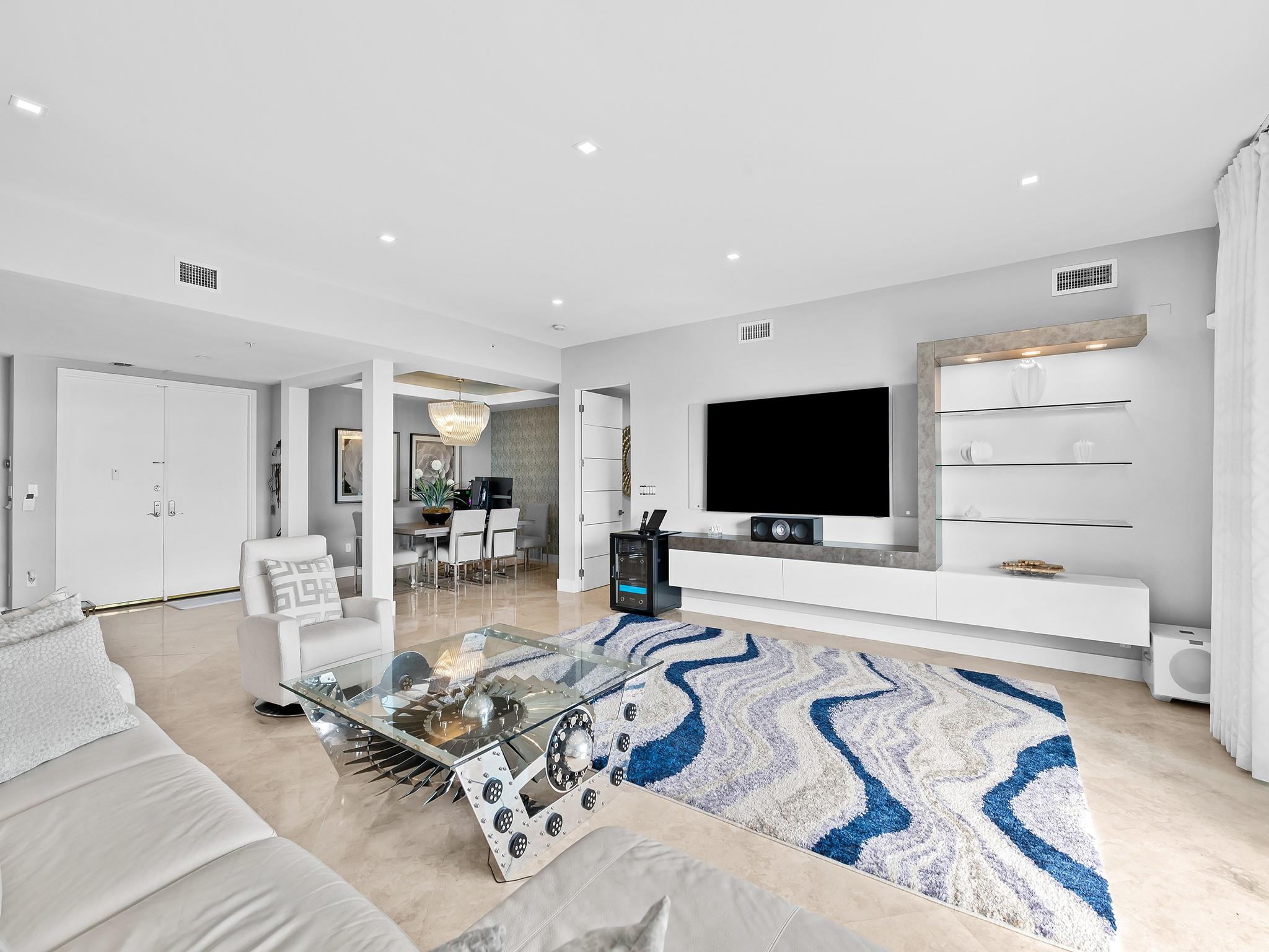 Newly finished ceilings with integrated LED lighting.