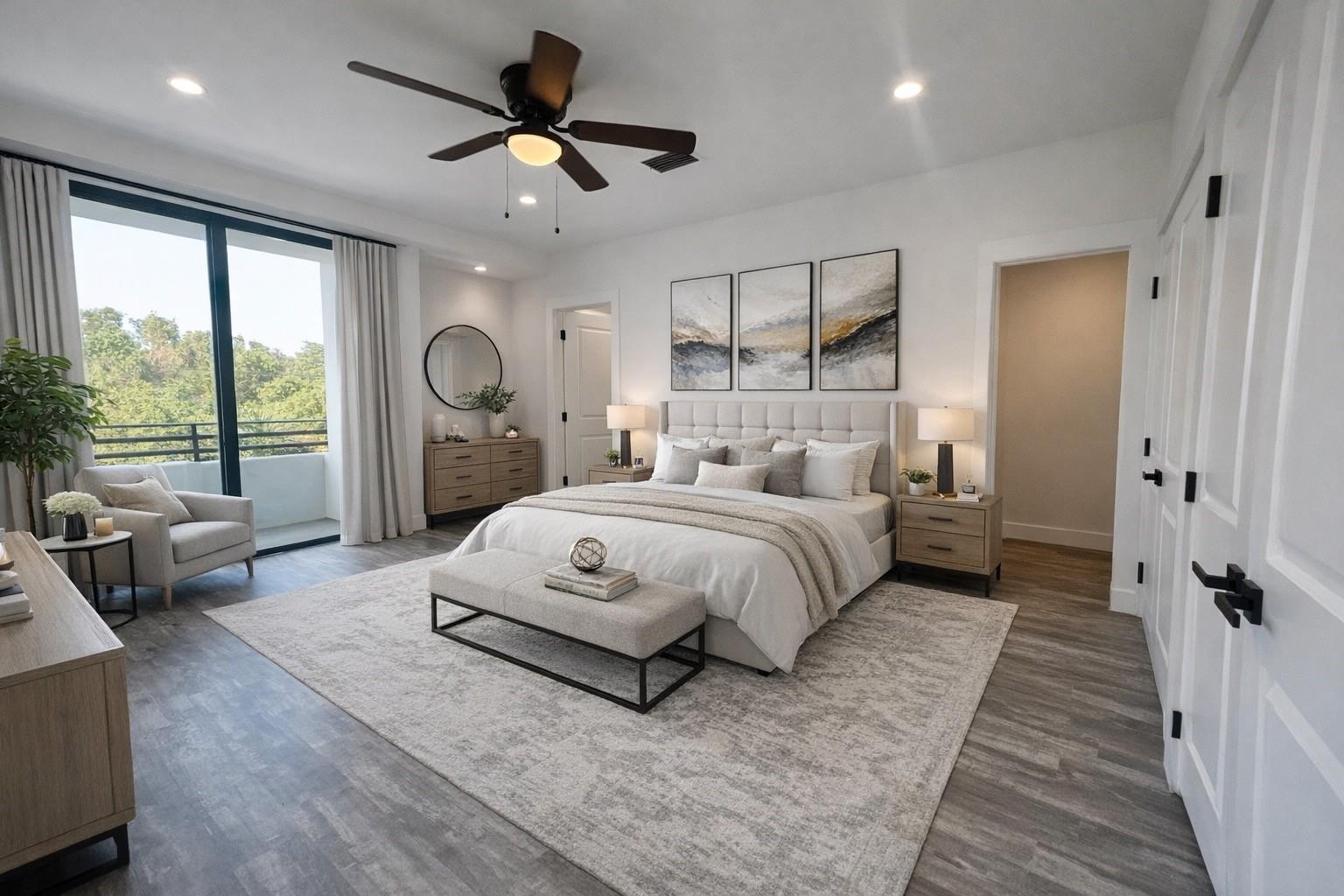 Primary Bedroom with walk-in closet plus dual closet (Furniture Rendering)