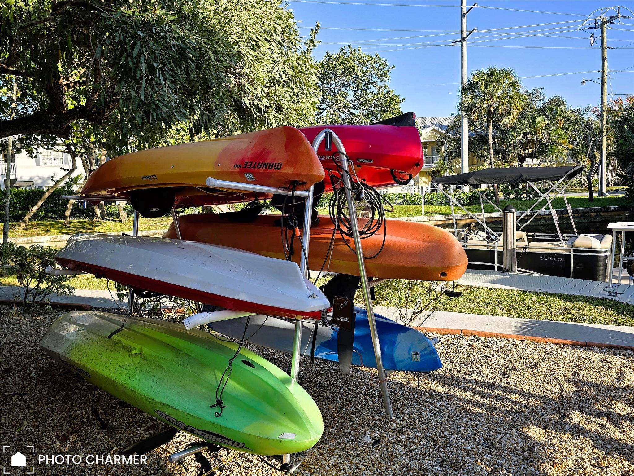 Kayak and Canoe storage w/ drop in ramp.