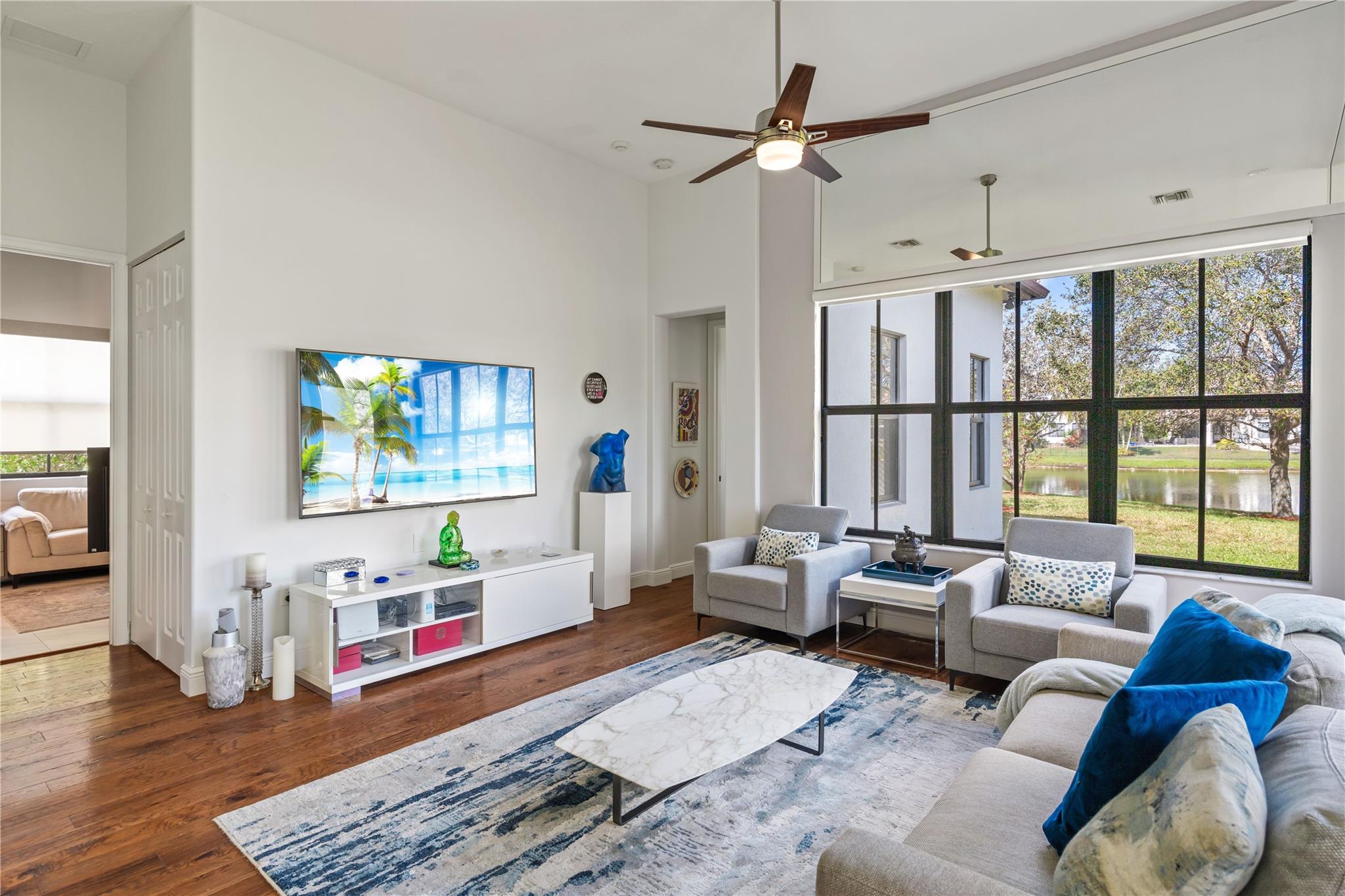 Family room w/ lake views