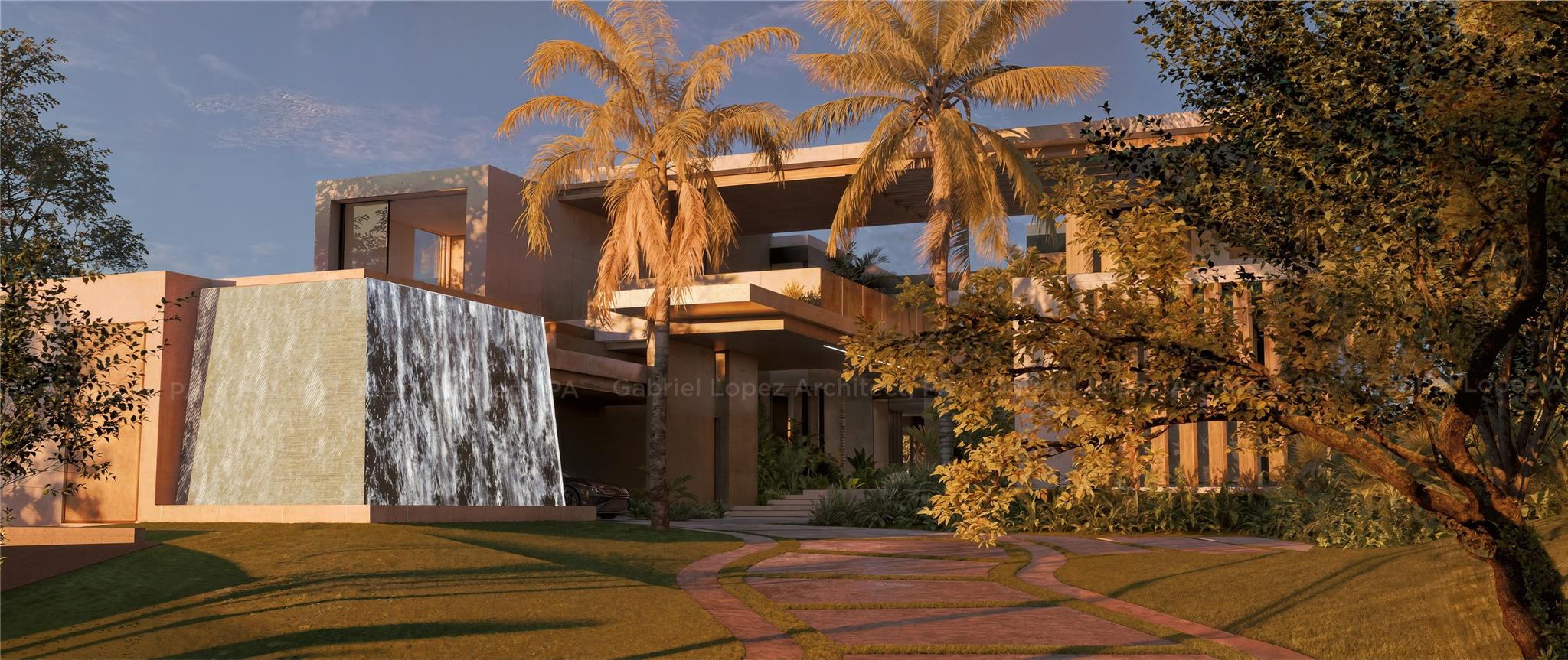 front elevation - water fall feature