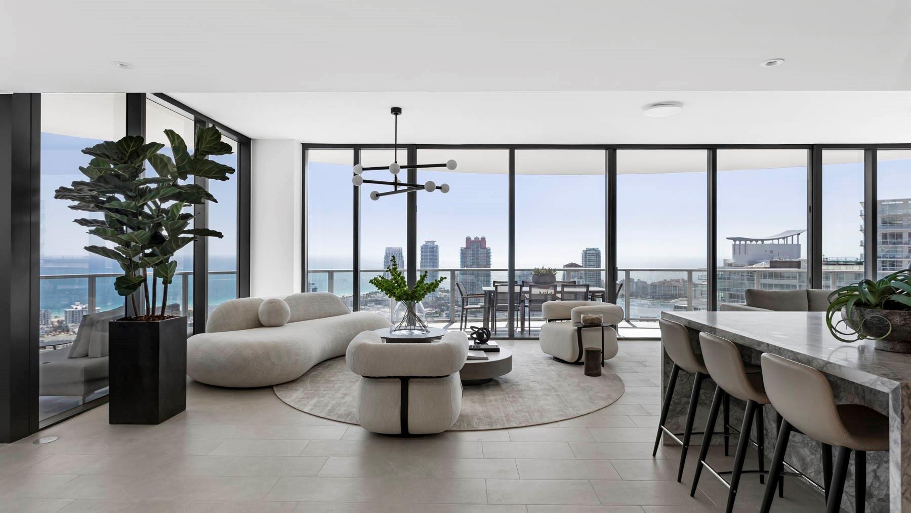 Great room and island