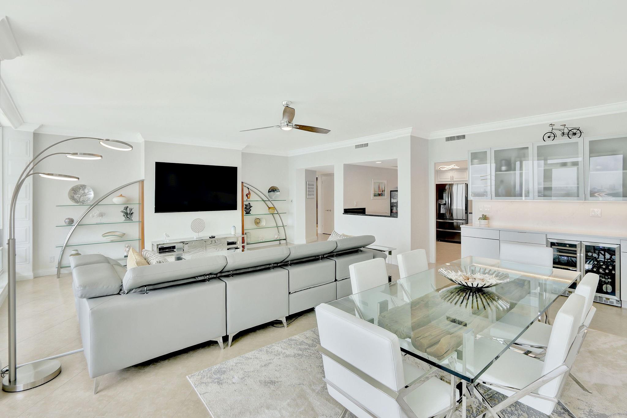 Photo for 2100 S Ocean Lane, PH 8, Fort Lauderdale, FL 33316 - Listing #FX-10499794 Custom Bar in Dining area w/refrigerator & wine cooler