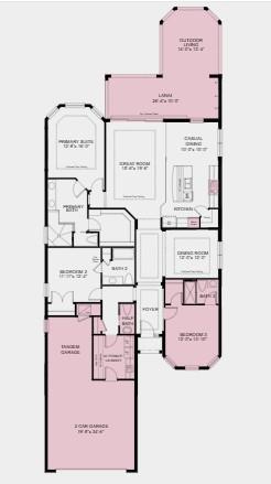 Additional highlights include: gourmet kitchen, an additional secondary bedroom, tandem garage, a covered lanai, and an outdoor kitchen rough-in.