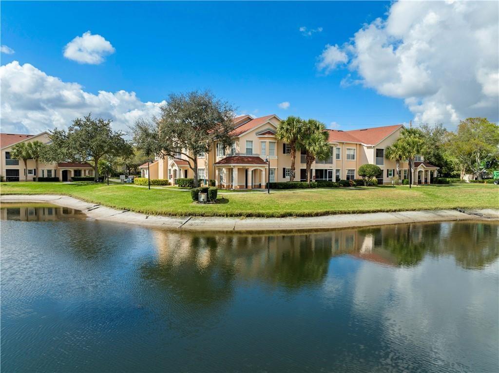 Water view of tranquil pond.