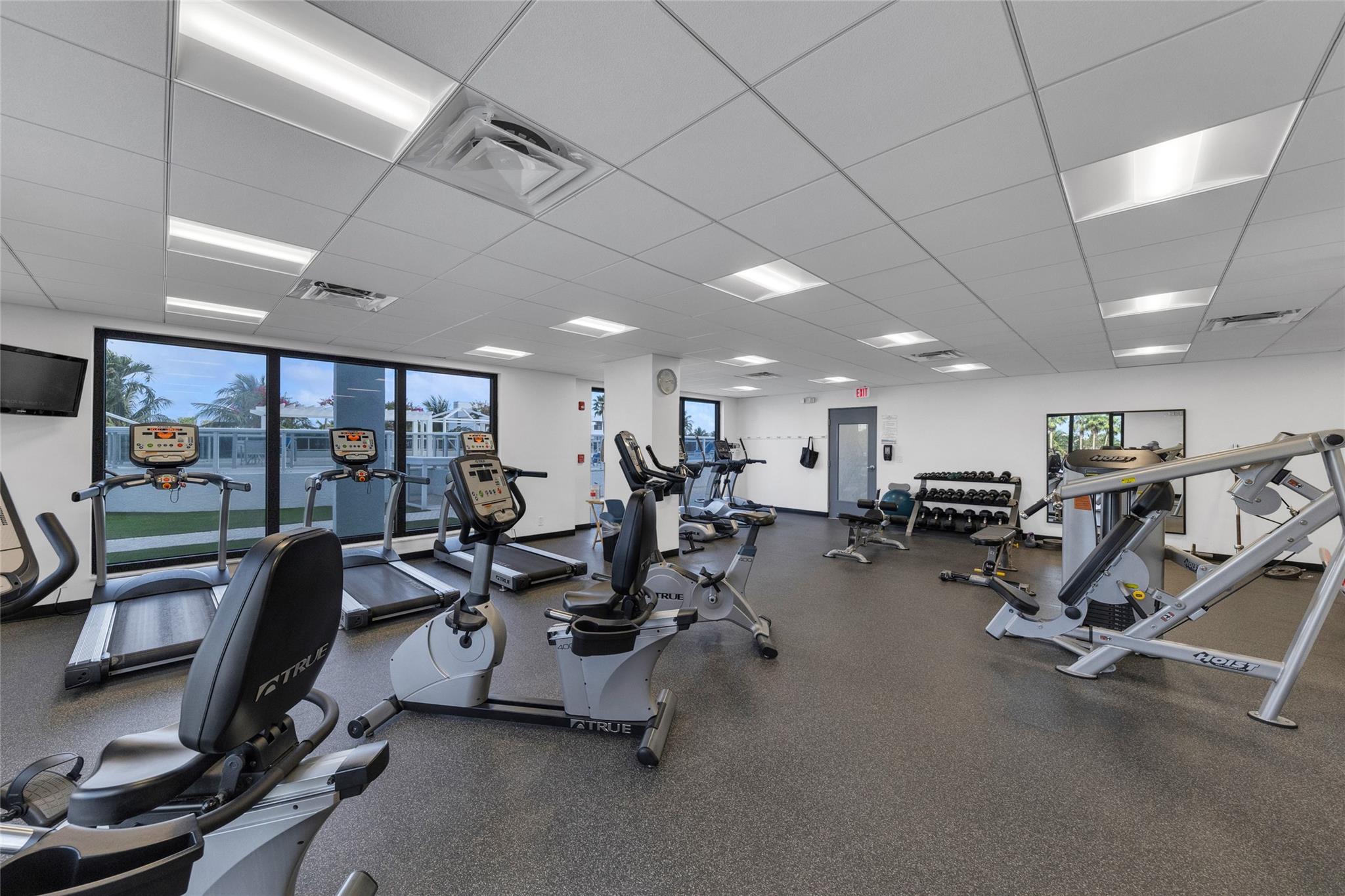 Great views of the deck while working out.