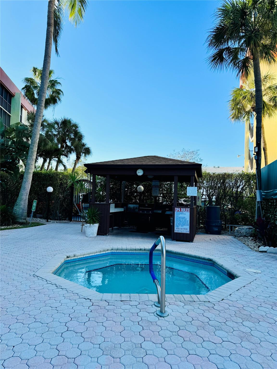 Hot tub- grilling area is the structure in the back