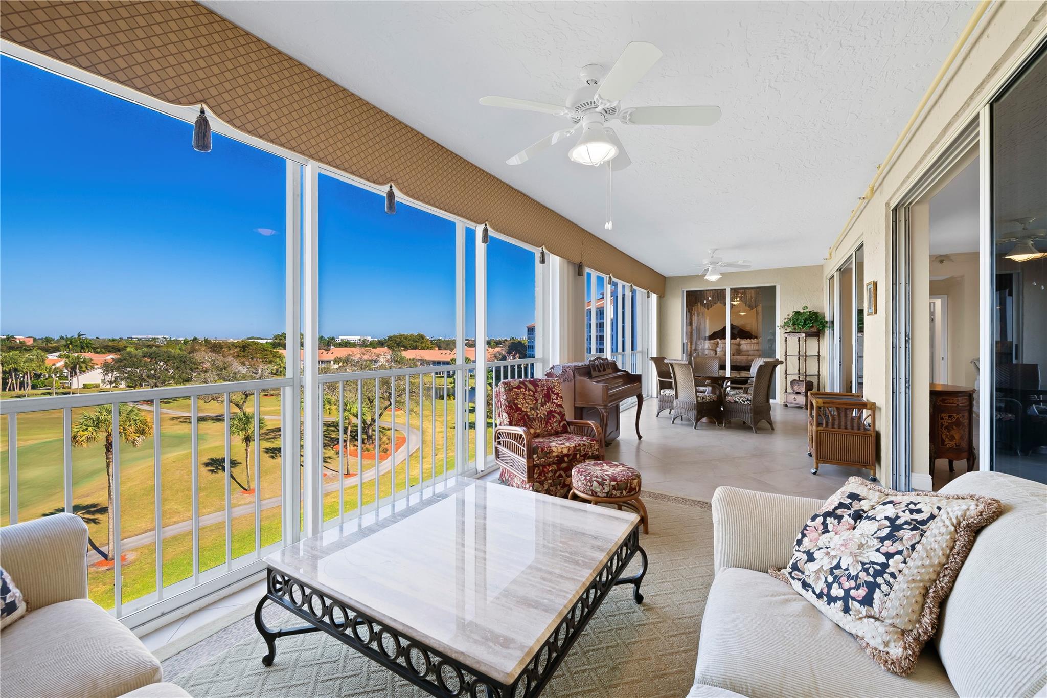 Patio overlooking lake and golf course