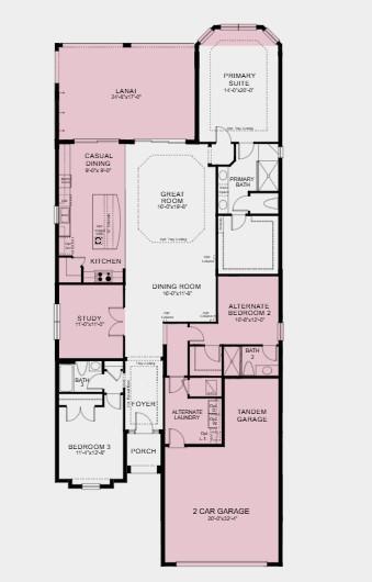 Additional Highlights Include: Tray ceiling at primary suite/great room/foyer, casual dining extension, tandem garage, gourmet kitchen, 8' interior doors, covered extended lanai, bay window at primary suite, study in place of flex, and outdoor kitchen rough-in.