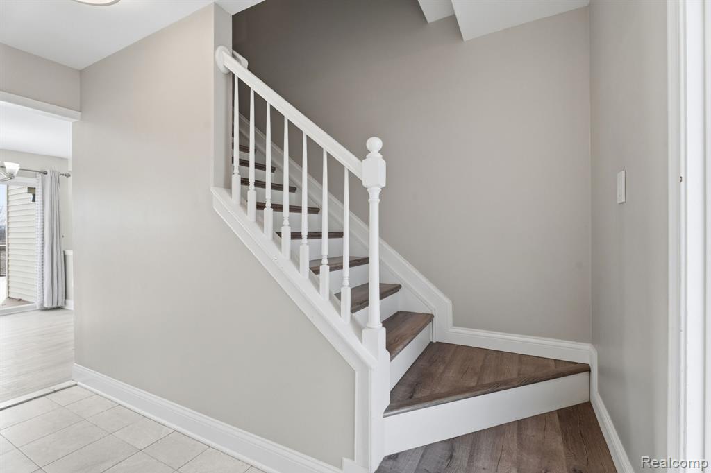 Stairs with baseboards