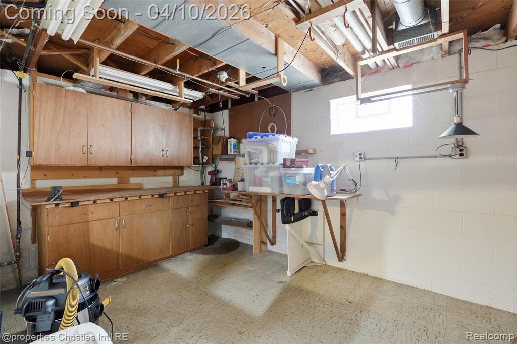 Basement work area.