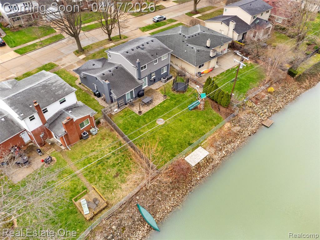 Aerial perspective of suburban area