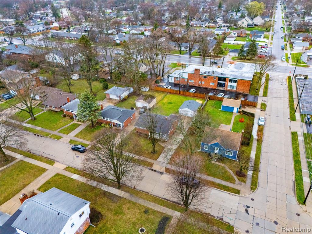 Aerial perspective of suburban area