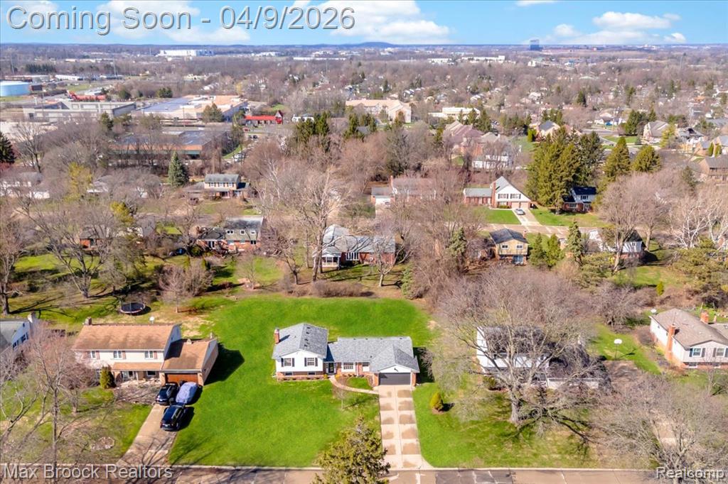 Aerial perspective of suburban area