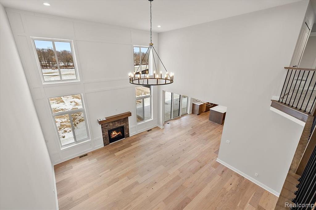 Two Story great room with gas fireplace