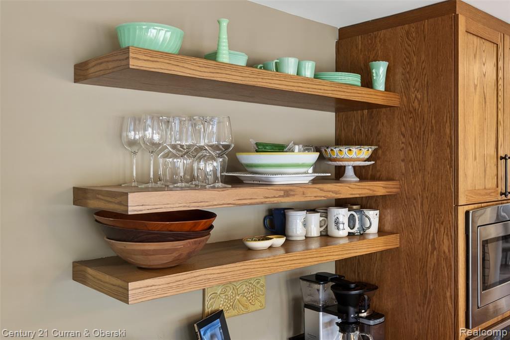 Kitchen view of stainless steel microwave