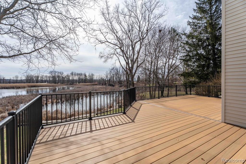 Deck featuring a water view