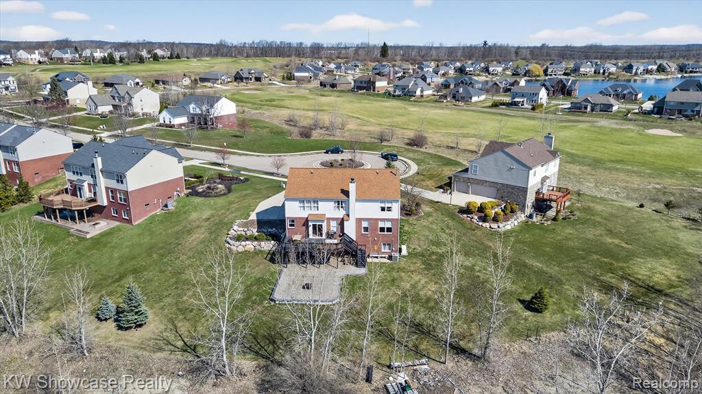 Aerial perspective of suburban area