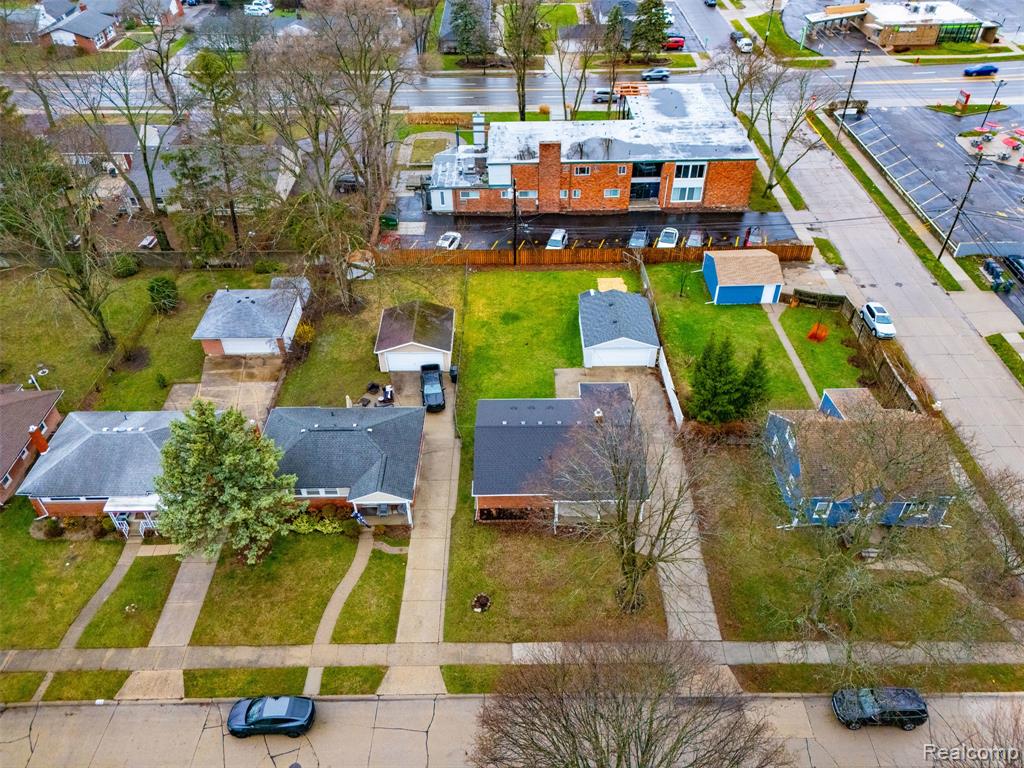 Aerial perspective of suburban area