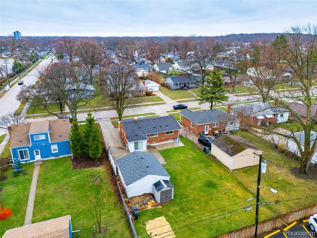 Aerial perspective of suburban area