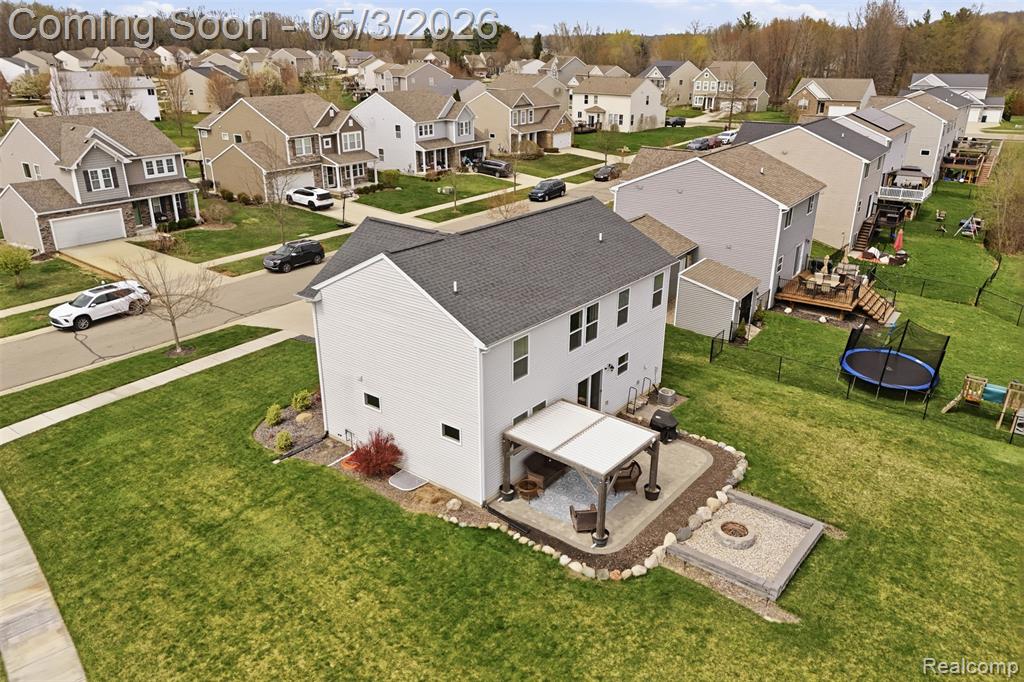 Aerial perspective of suburban area
